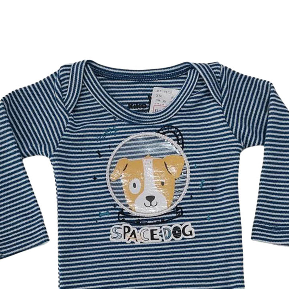 Body Manga Longa Bebê Menino Space Dog Marinho - Kiko Baby