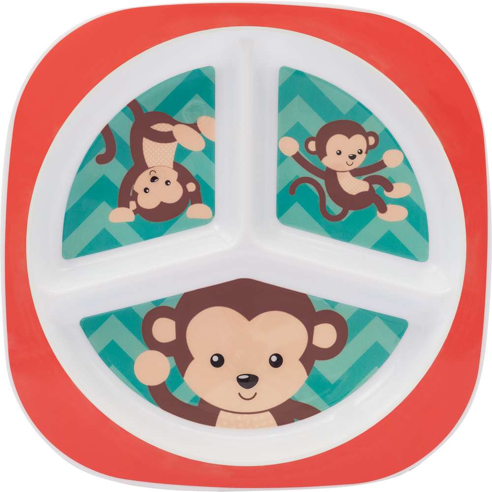 Prato Bebê Infantil Com Divisórias  Macaco - Buba