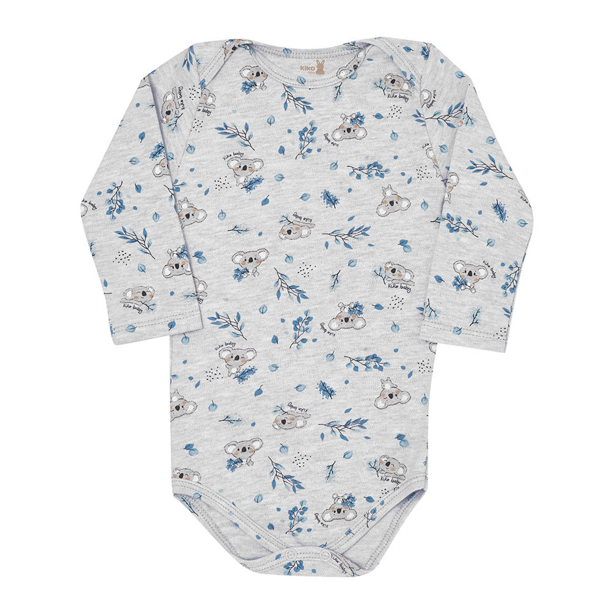 Body Manga Longa Bebê Menino Cinza Coalas - Kiko Baby
