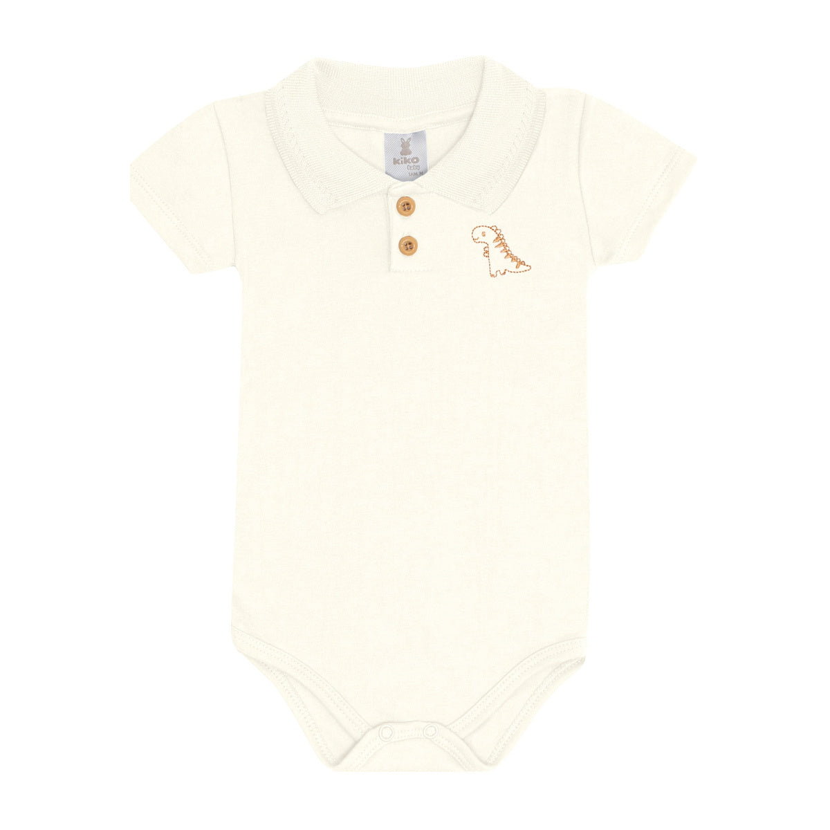 Body Manga Curta Bebê Menino Gola Polo Dino - Kiko Baby