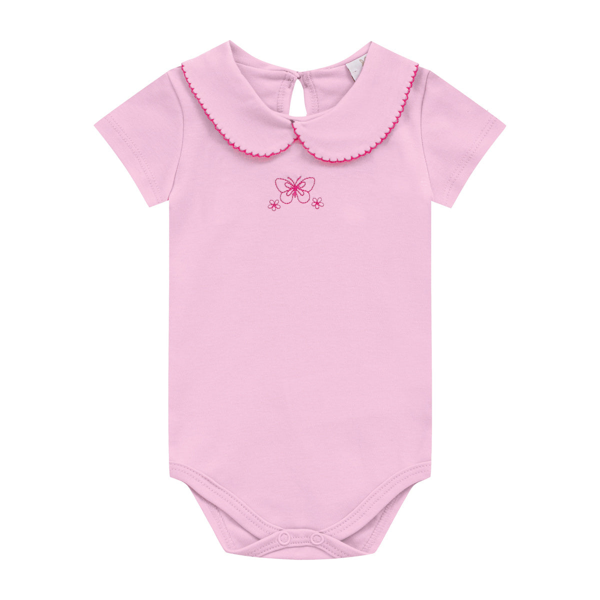 Body Manga Curta Borboleta Bebê Menina Com Gola - Kiko Baby