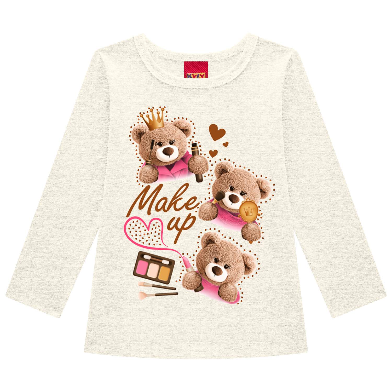 Blusa Infantil Menina Manga Longa em Cotton Ursos - Kyly