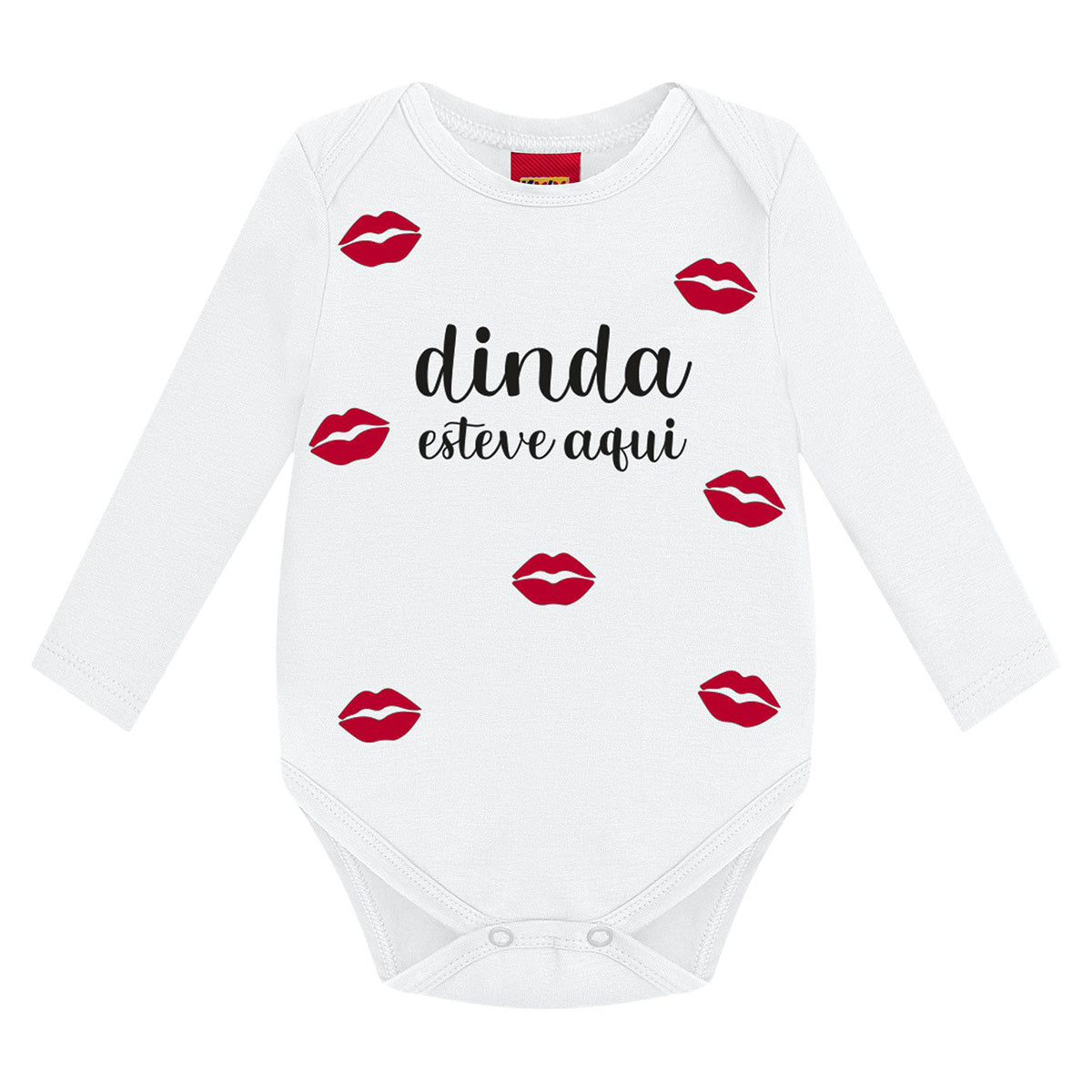 Body Manga Longa Bebê Unissex Frase Dinda Esteve Aqui - Kyly
