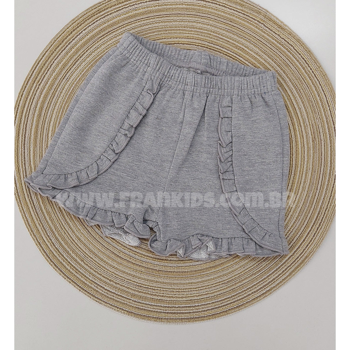 Short Bebê Infantil Menina Moletinho Com Babado - Tilly Baby