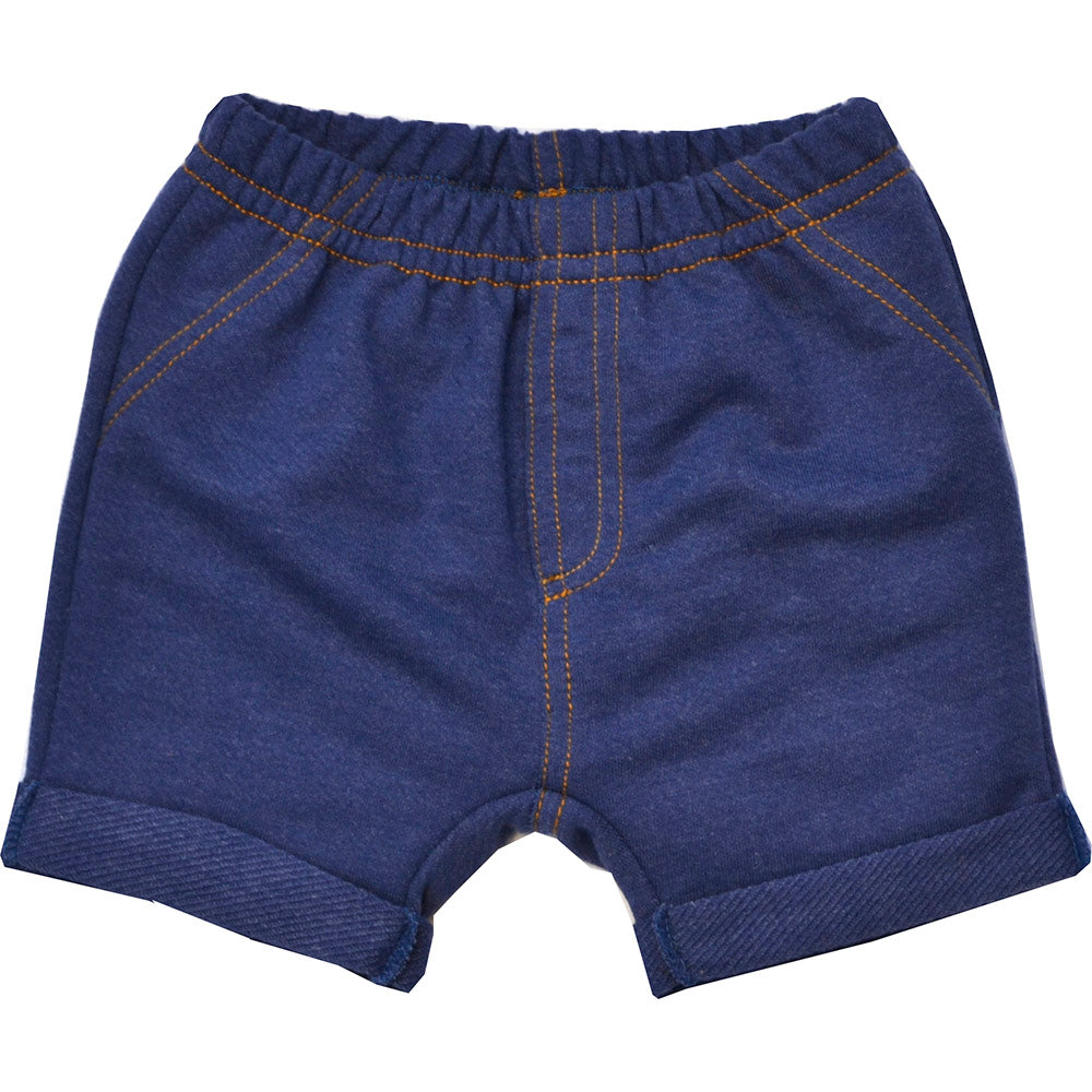 Short Menino Moletinho Jeans Marinho - Tilly Baby