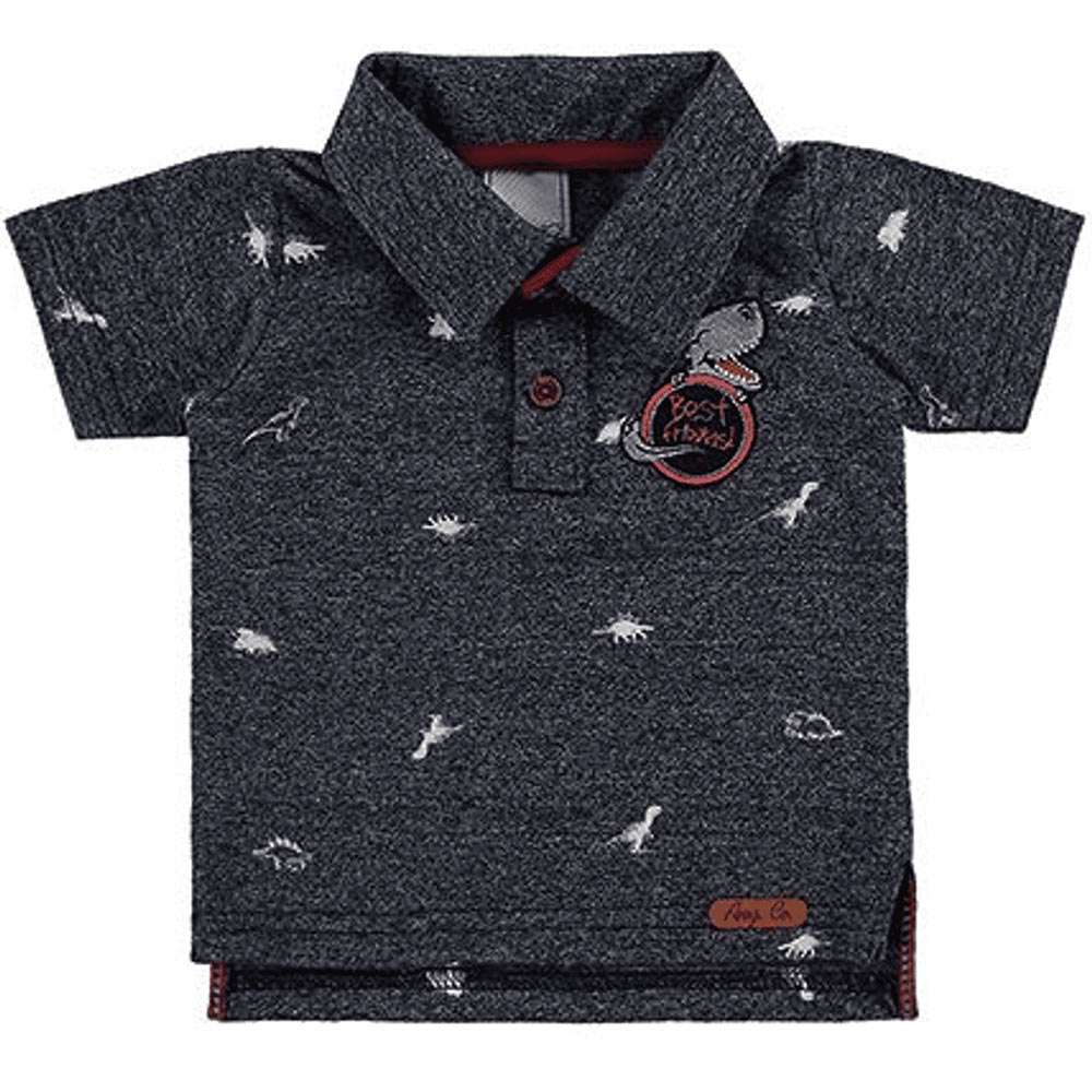 Camisa Polo Menino Preta Com Bordado - Angerô