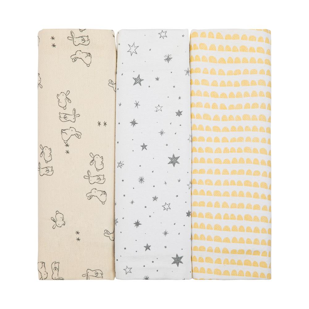 Cueiro Flanelado Estampado 1,0Mx80CM C/3 UN Coelho - Papi