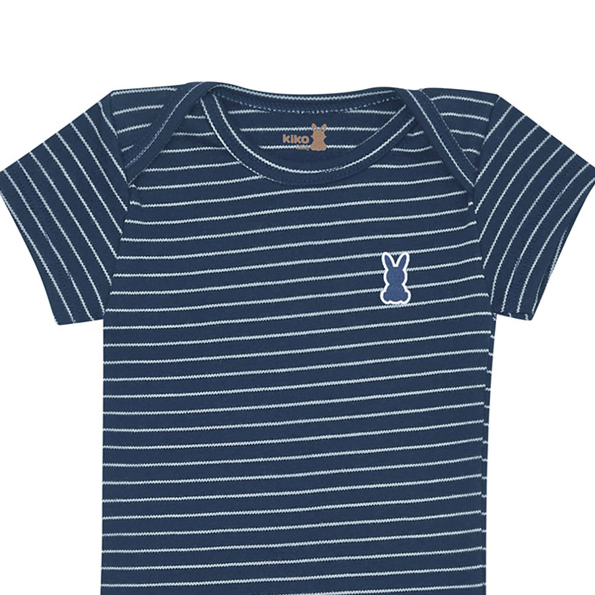 Body Manga Curta Bebê Menino Listrado - Kiko Baby