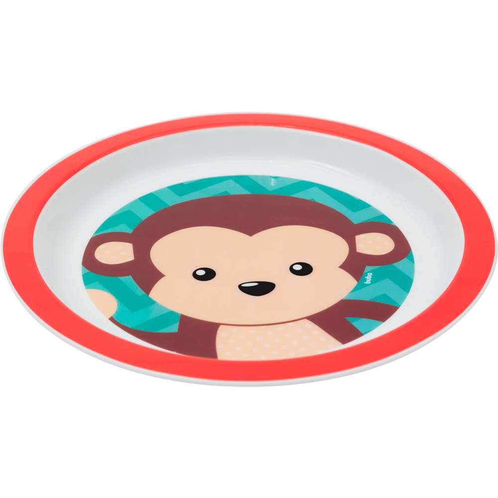 Prato Bebê Infantil Raso Animal Fun Macaco - Buba