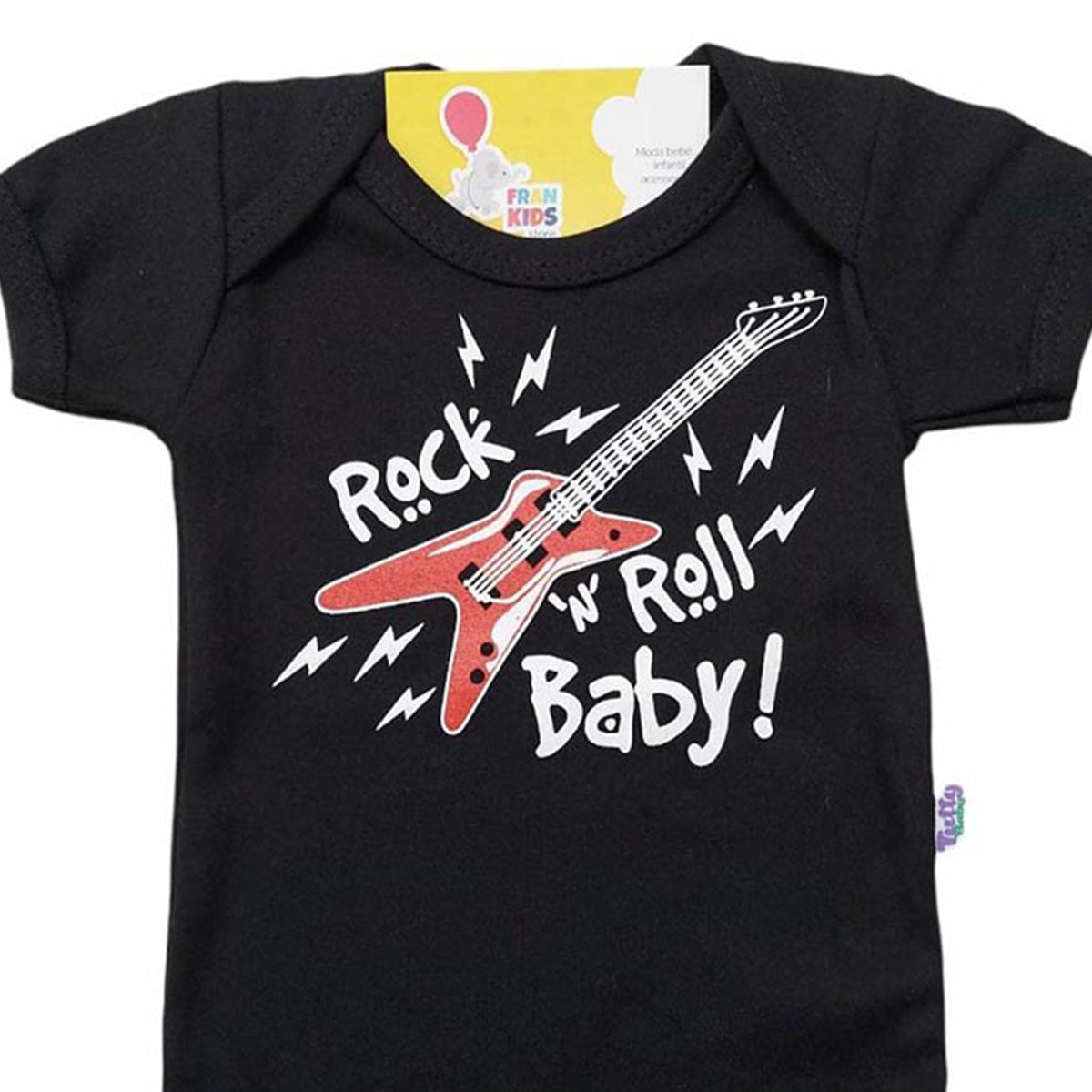 Body Manga Curta Bebê Unissex Rock Roll Baby