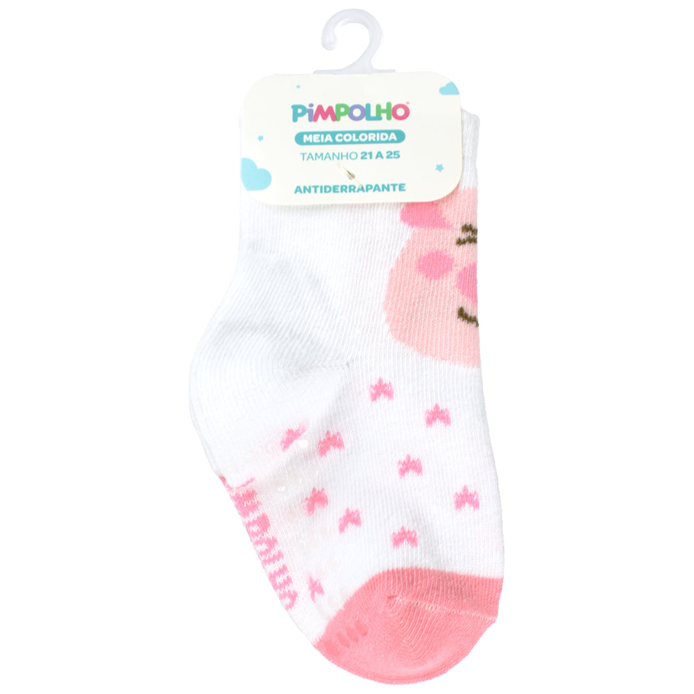 Meia Antiderrapante Bebê Menina 21-25 Porquinha - Pimpolho