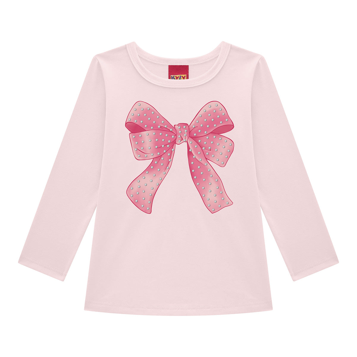 Blusa Infantil Menina Manga Longa Meia Malha Laço - Kyly