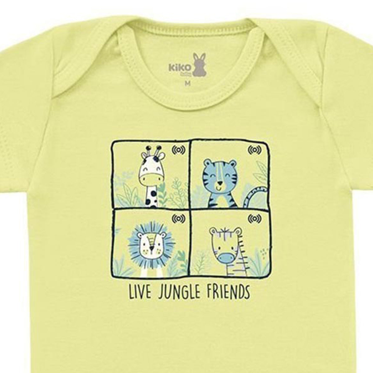 Body Manga Curta Bebê Menino Jungle Friends - Kiko Baby