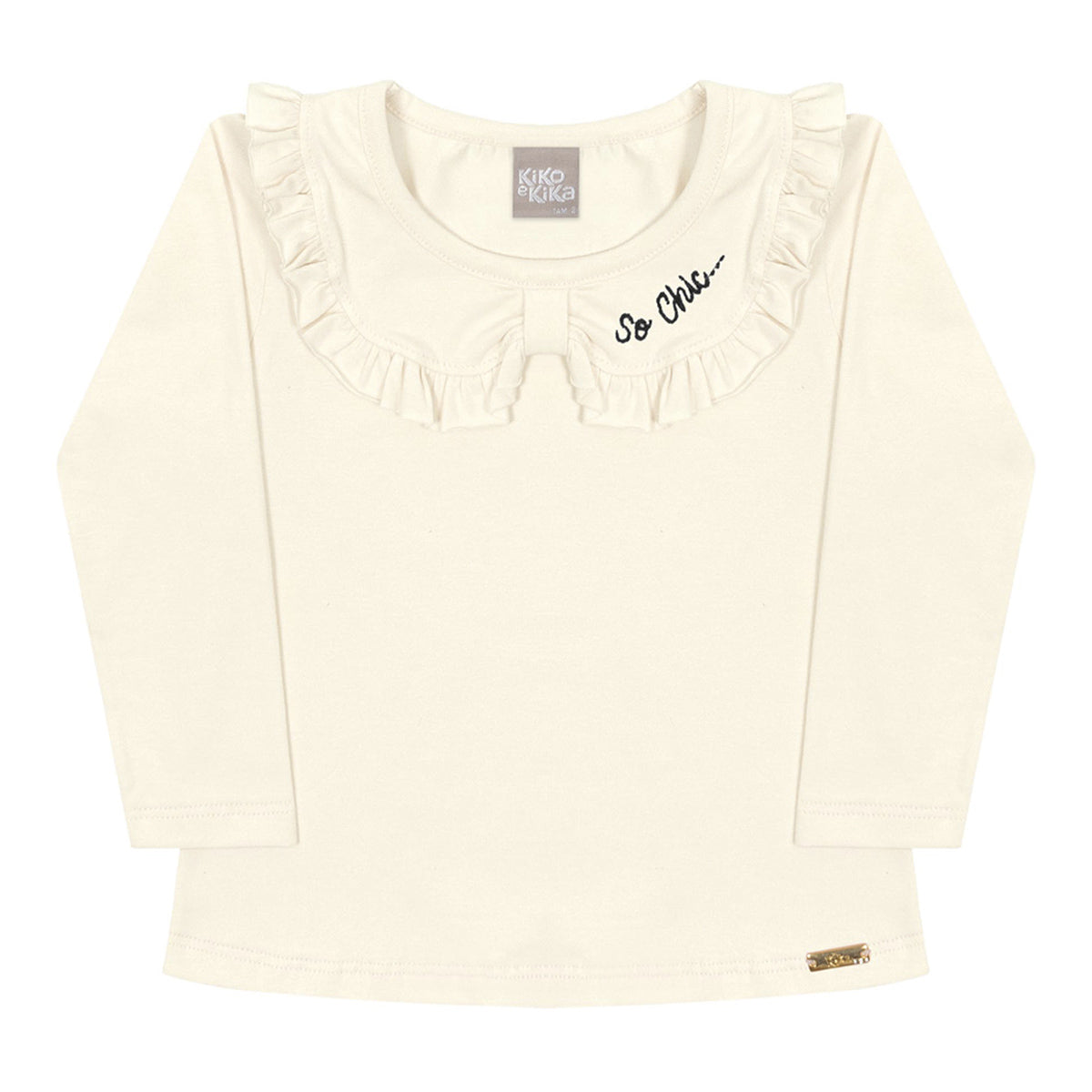 Blusa Bebê Menina Manga Longa Gola Bordada - Kiko e Kika