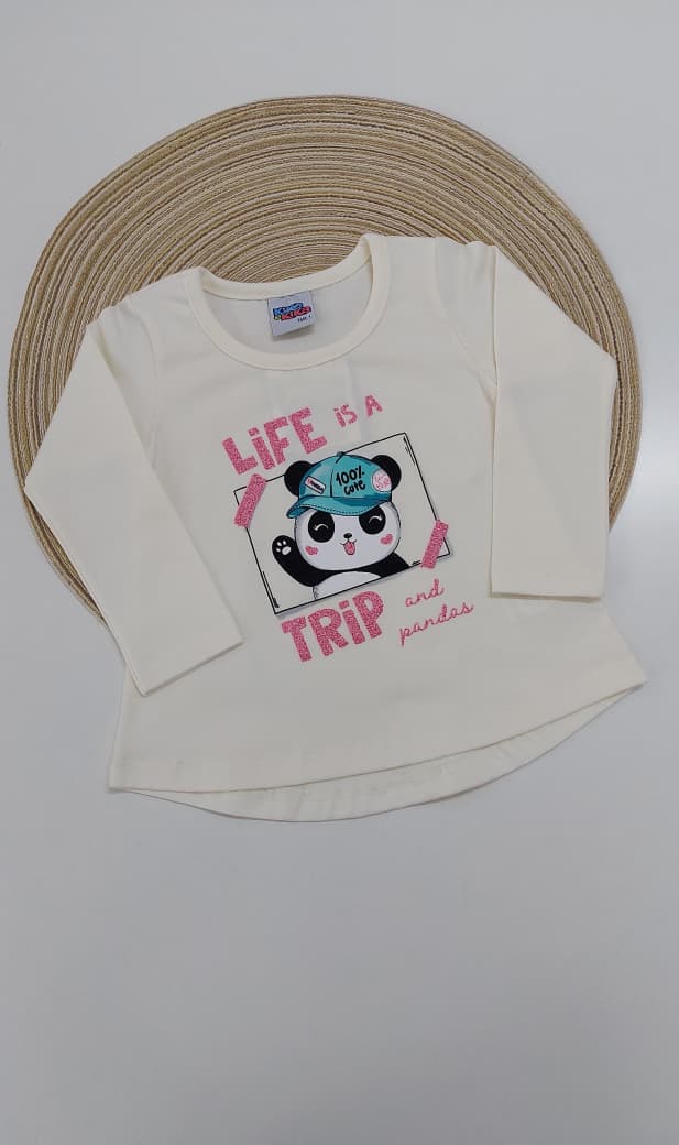 Blusa Infantil Menina Panda 100% Cute - Kiko e Kika