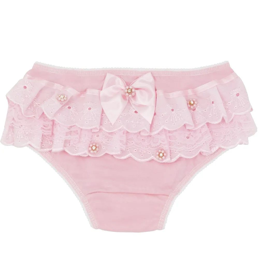 Calcinha Algodão c/ Lese e Laço Bebê - Everly