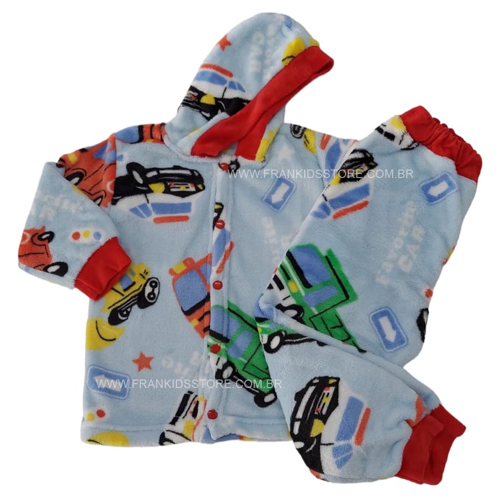 Conjunto Quentinho em Fleece Menino Transportes - Santa Rita