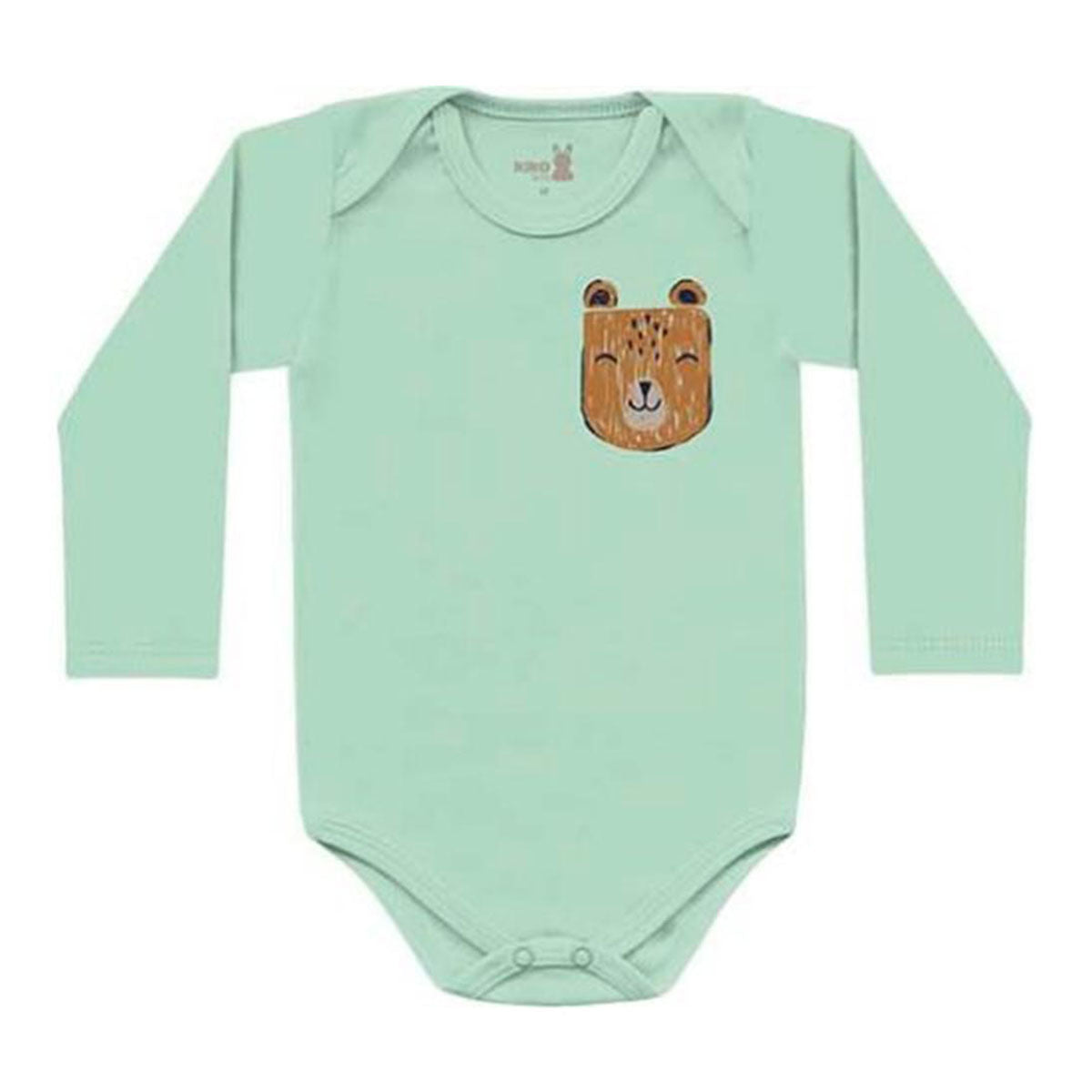 Body Manga Longa Bebê Menino Ursinho Verde - Kiko Baby
