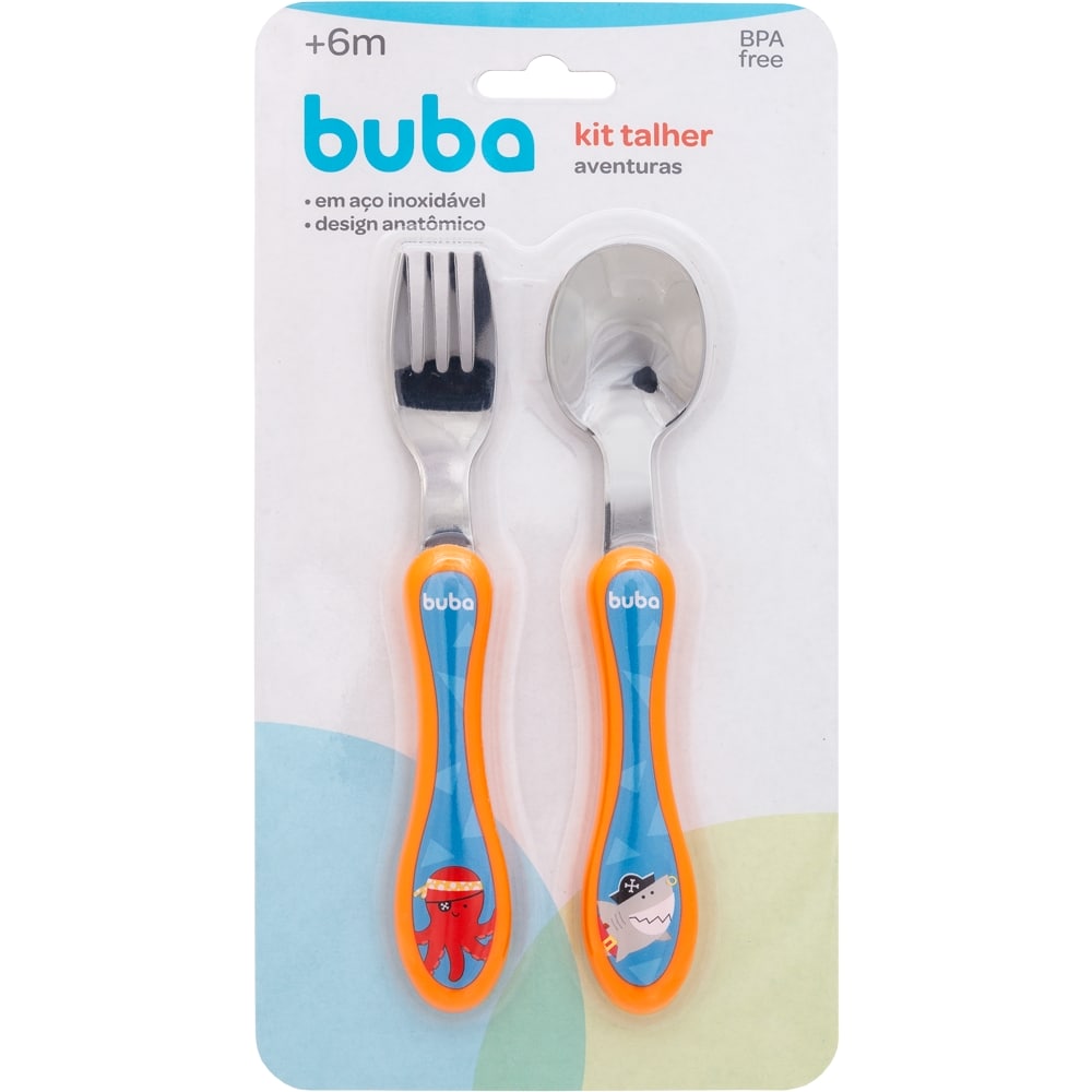 Kit Talher Para Bebê Colher e Garfo Aventuras Pirata - Buba