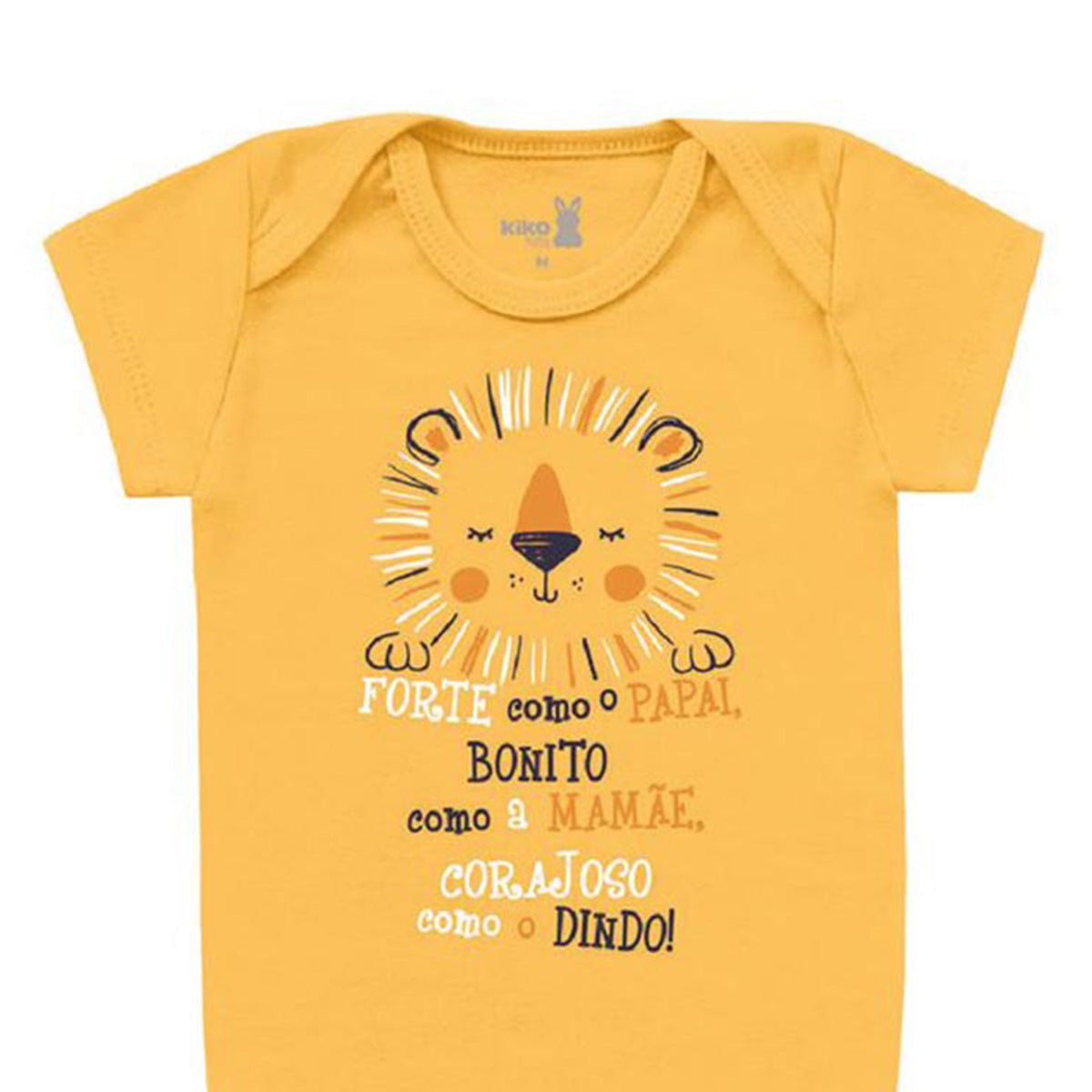 Body Manga Curta Bebê Menino Papai, Mamãe e Dindo - Kiko Baby