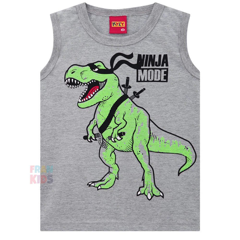 Regata Menino Estampada Cinza Dinossauro - Kyly