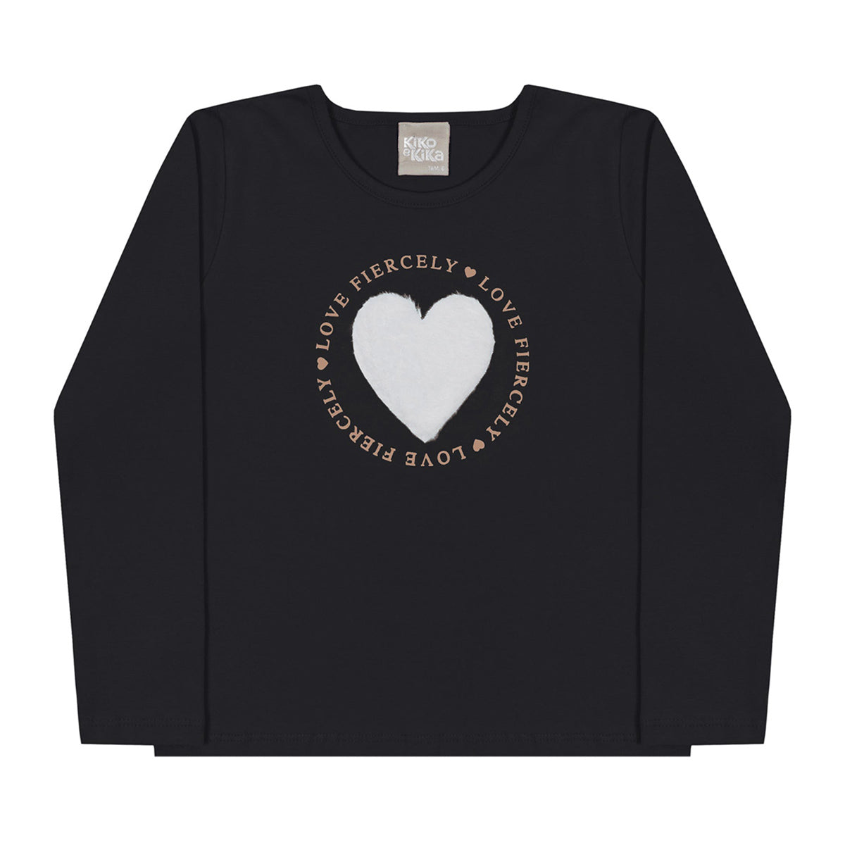 Blusa Infantil Manga Longa Cotton Coração - Kiko e Kika