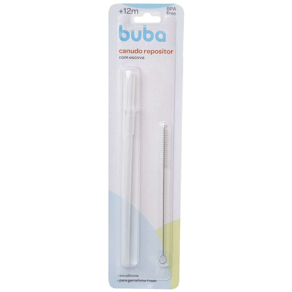 Canudo Com Escova Para Garrafa Fresh e Dino Patinete - Buba