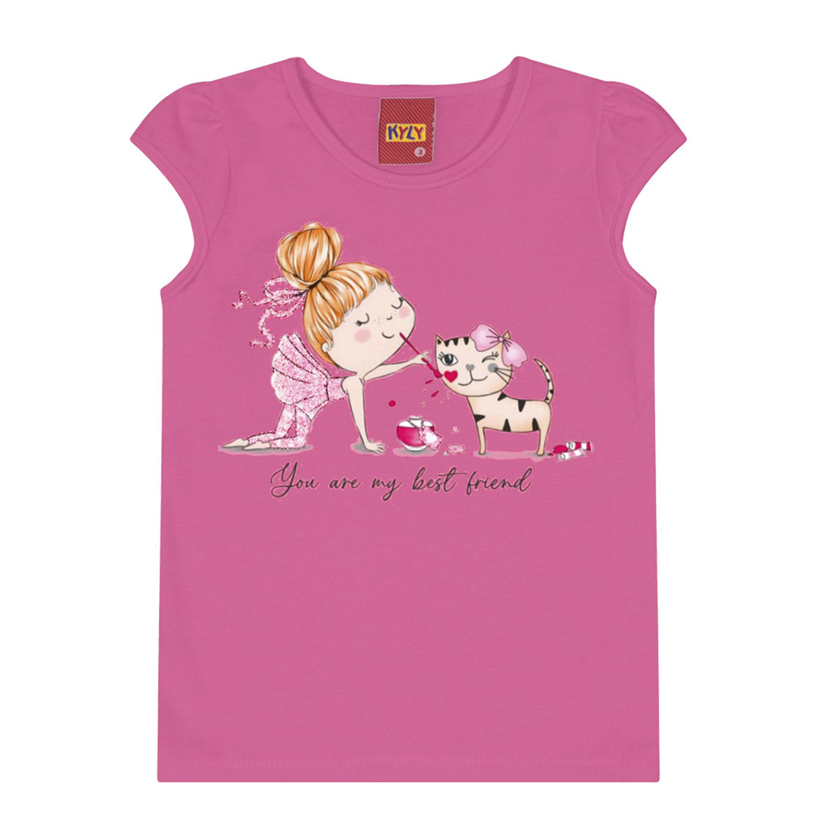 Blusa Infantil Meia Malha Menina e Gatinha - Kyly