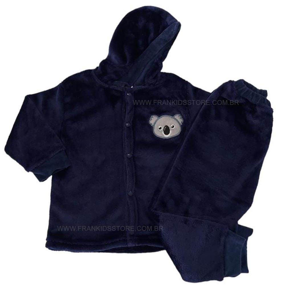 Conjunto Quentinho em Fleece Liso Menino - Santa Rita