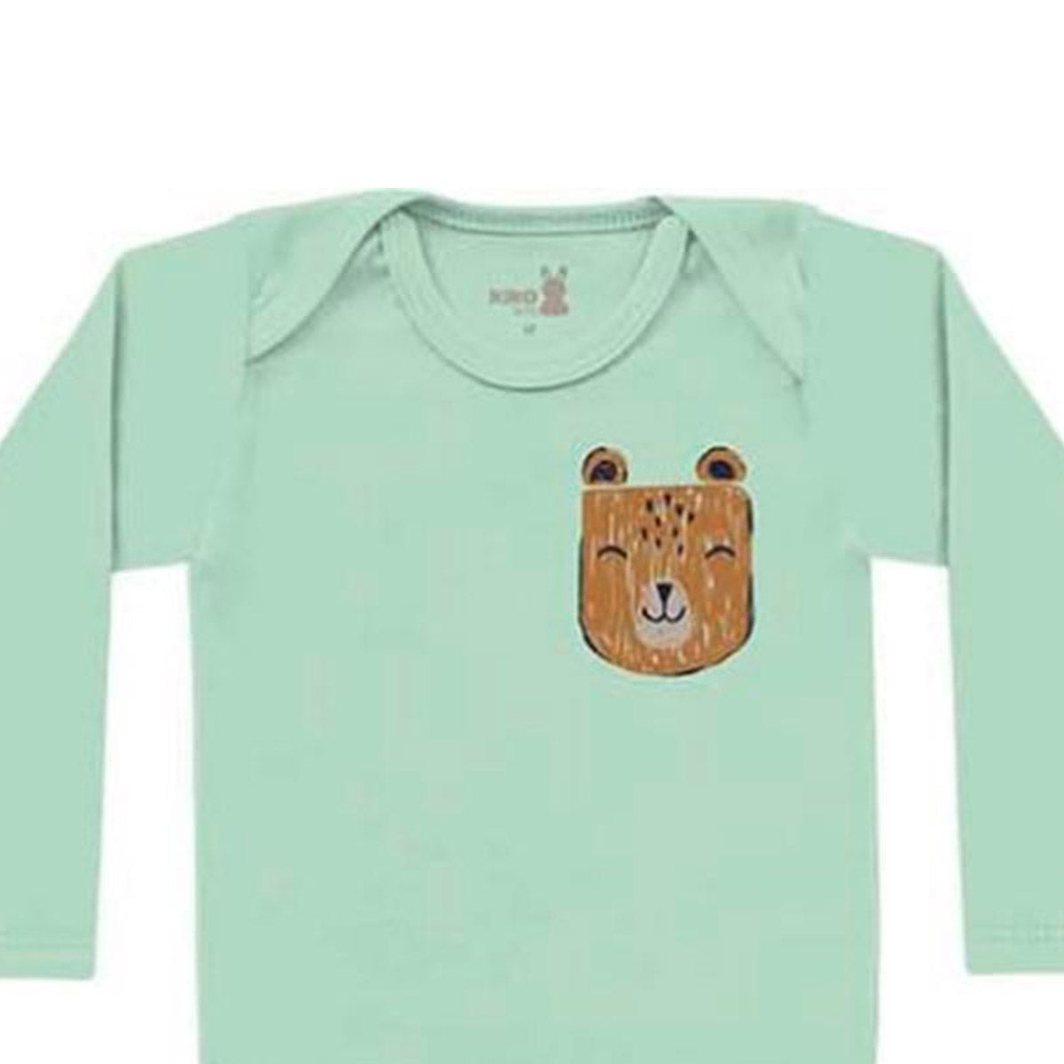Body Manga Longa Bebê Menino Ursinho Verde - Kiko Baby