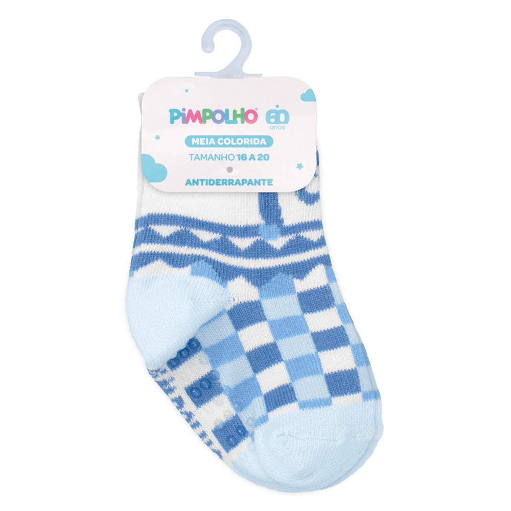 Meia Antiderrapante Bebê Menino 16-20 Coruja - Pimpolho