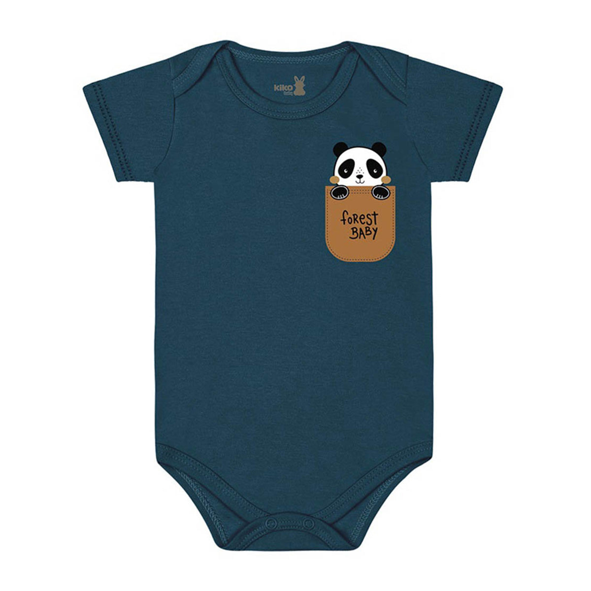 Body Manga Curta Bebê Menino Panda - Kiko Baby