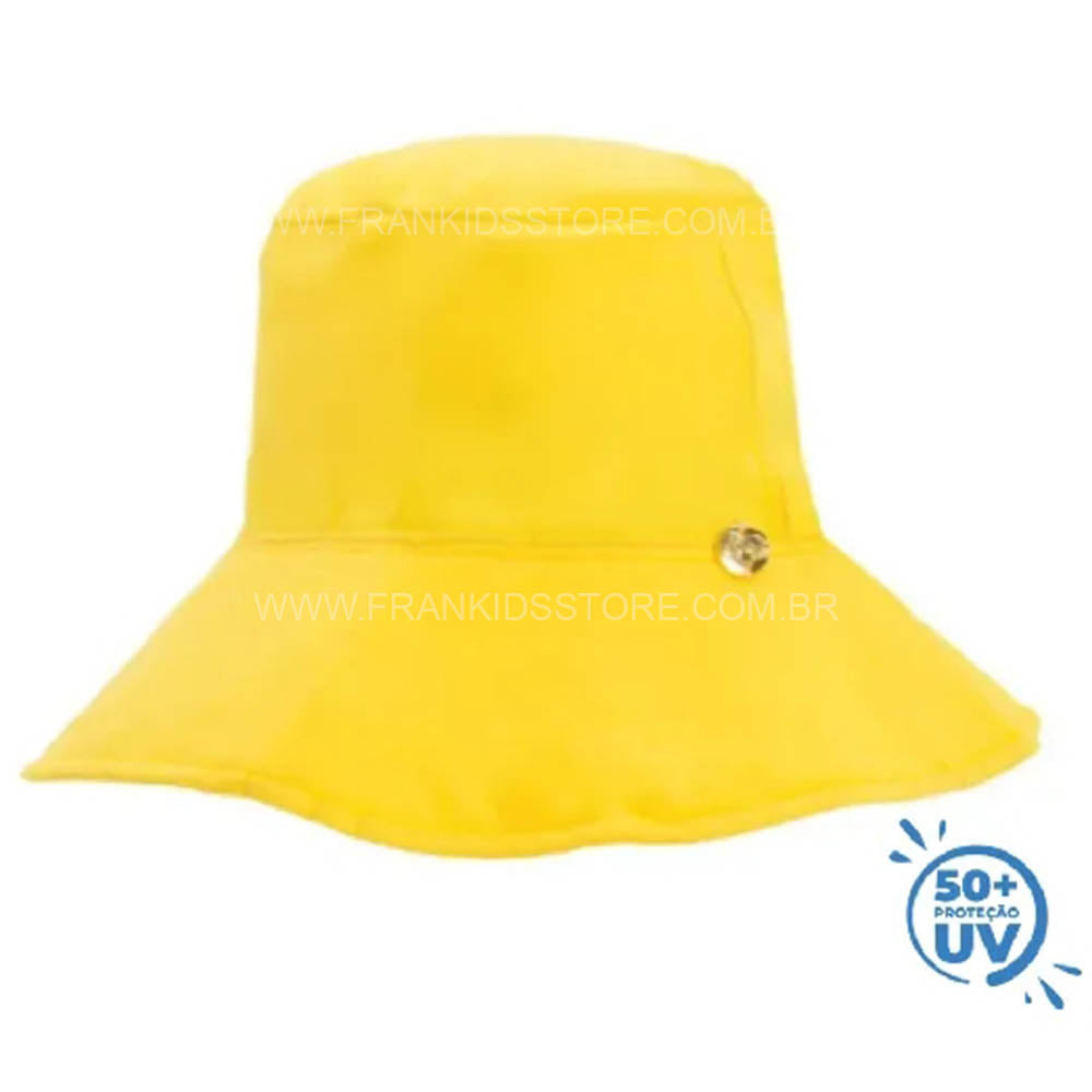 Chapéu Infantil Com Proteção UV 50+ Liso Amarelo - Everly