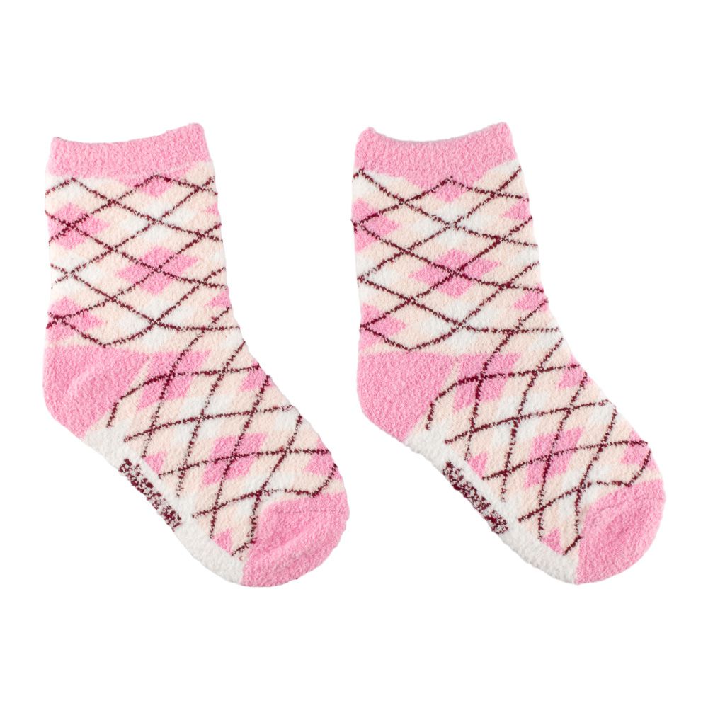 Meia Felpuda Infantil Menina 26-30 Rosa Xadrez - Pimpolho