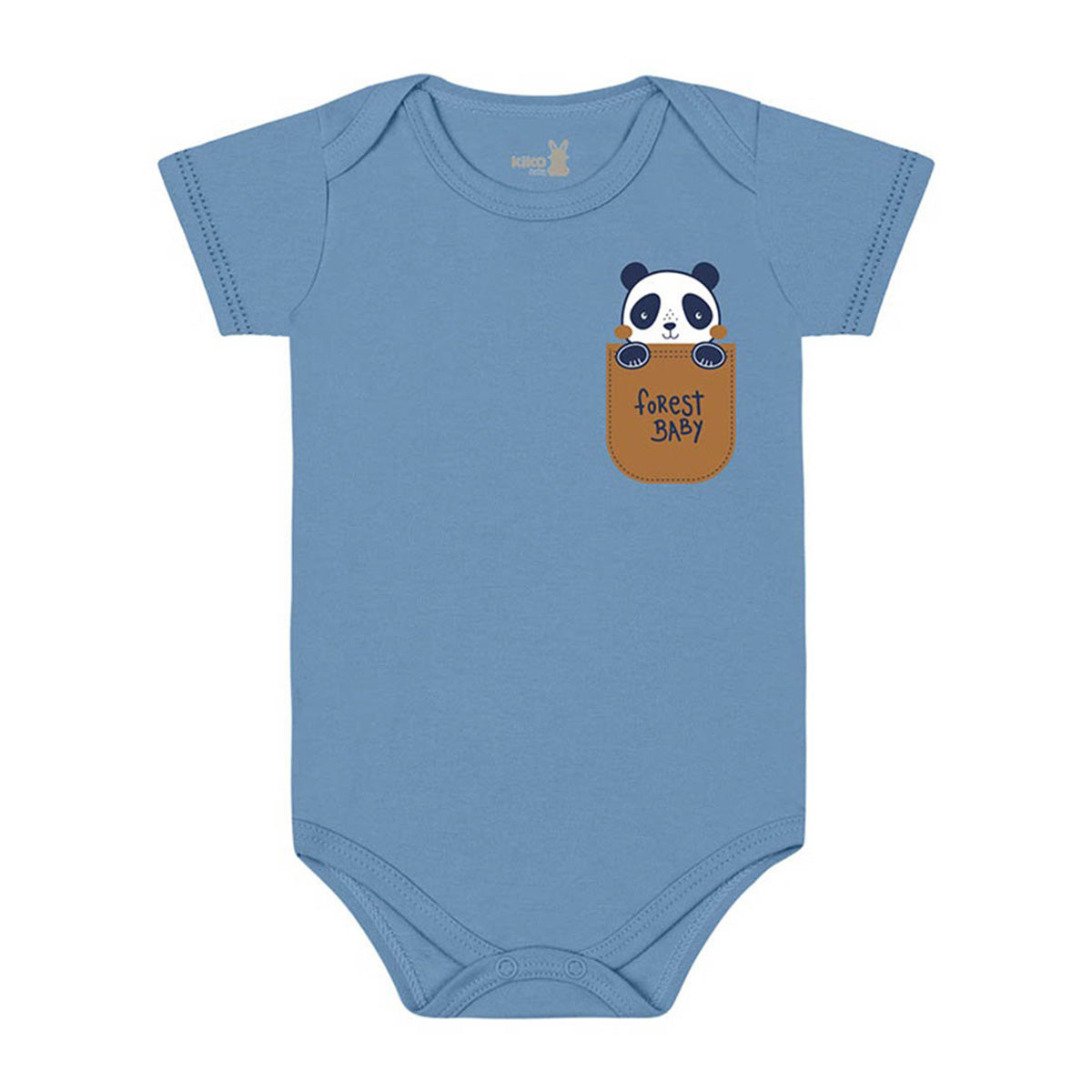 Body Manga Curta Bebê Menino Panda - Kiko Baby