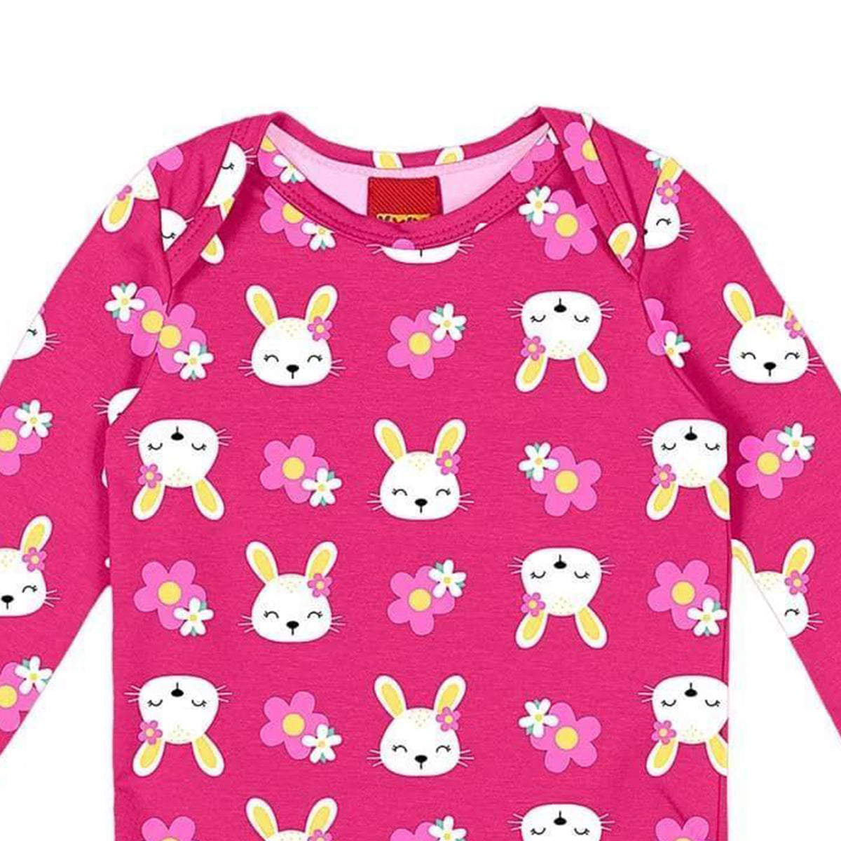 Body Manga Longa Bebê Menina em Cotton Coelhinha - Kyly
