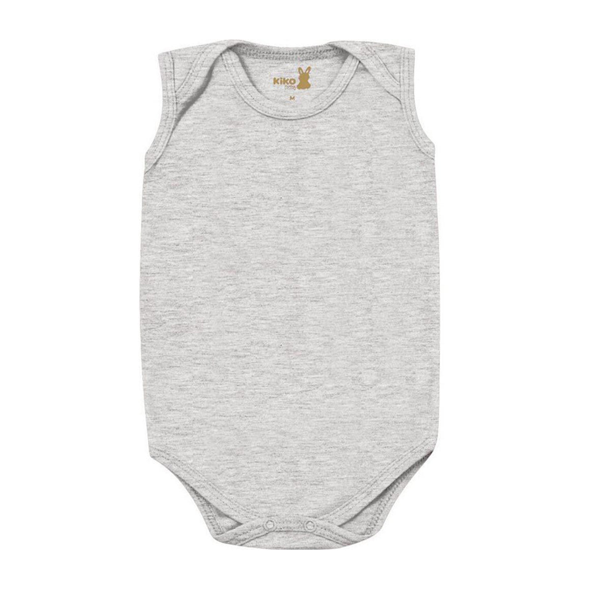 Body Regata Bebê Unissex Suedine Cinza Liso - Kiko Baby