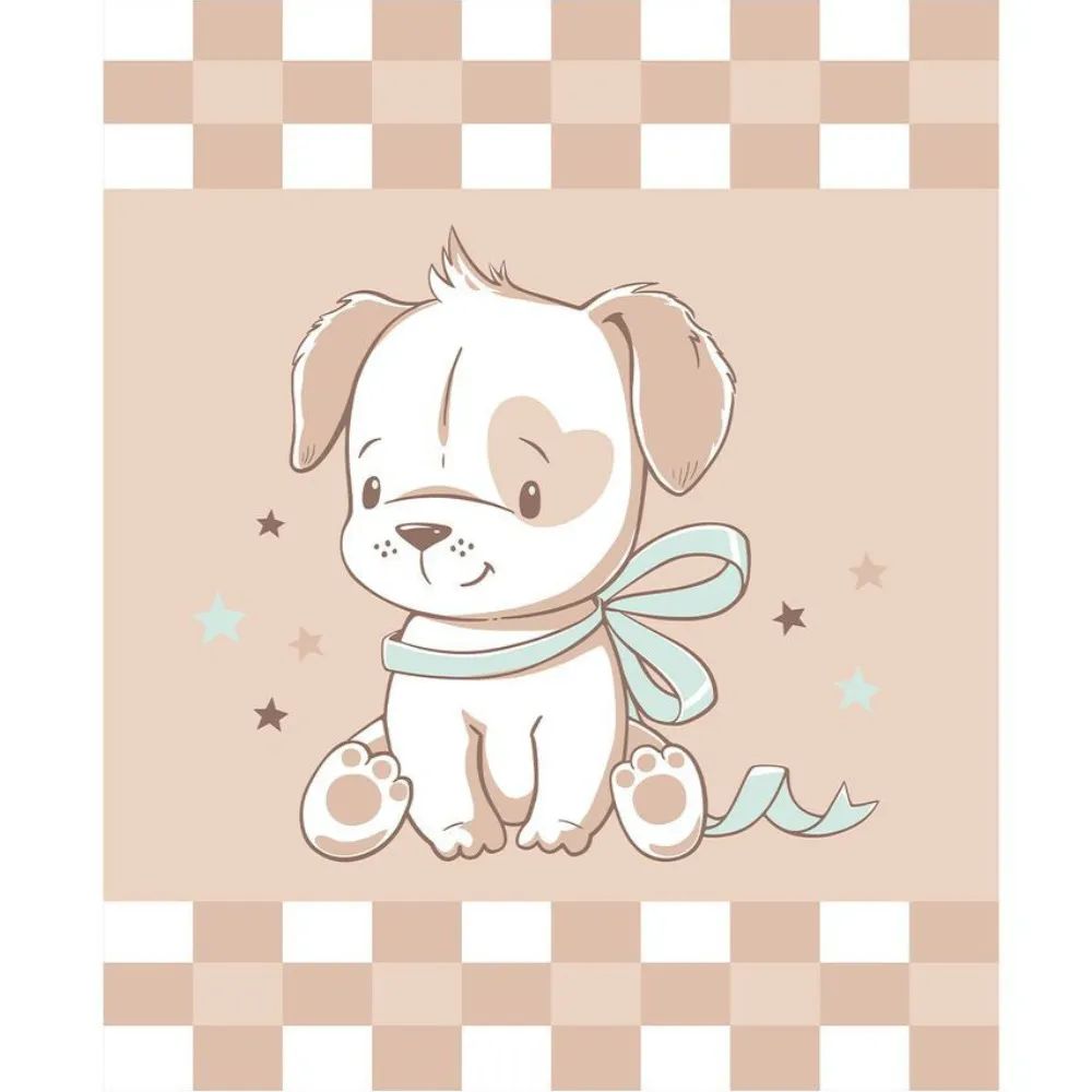 Cobertor Bebê Soft Hipoalergênico Cachorro Laço - Baby Joy