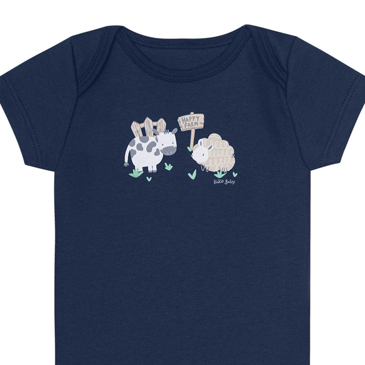 Body Manga Curta Bebê Menino Fazendinha Ovelha - Kiko Baby