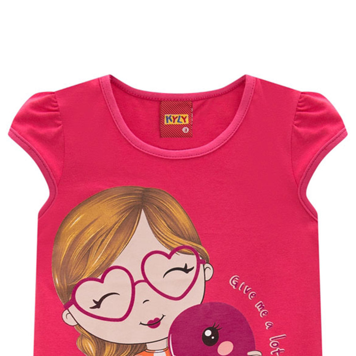 Blusa Manga Curta Infantil Menina e Flamingo - Kyly