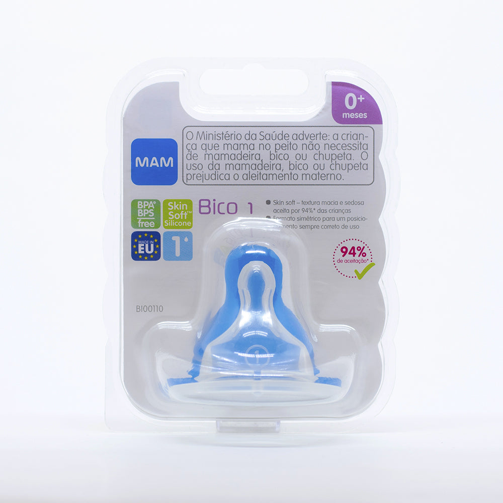 Bico Mamadeira nº 1 (Fluxo Lento) 0+ Meses - MAM