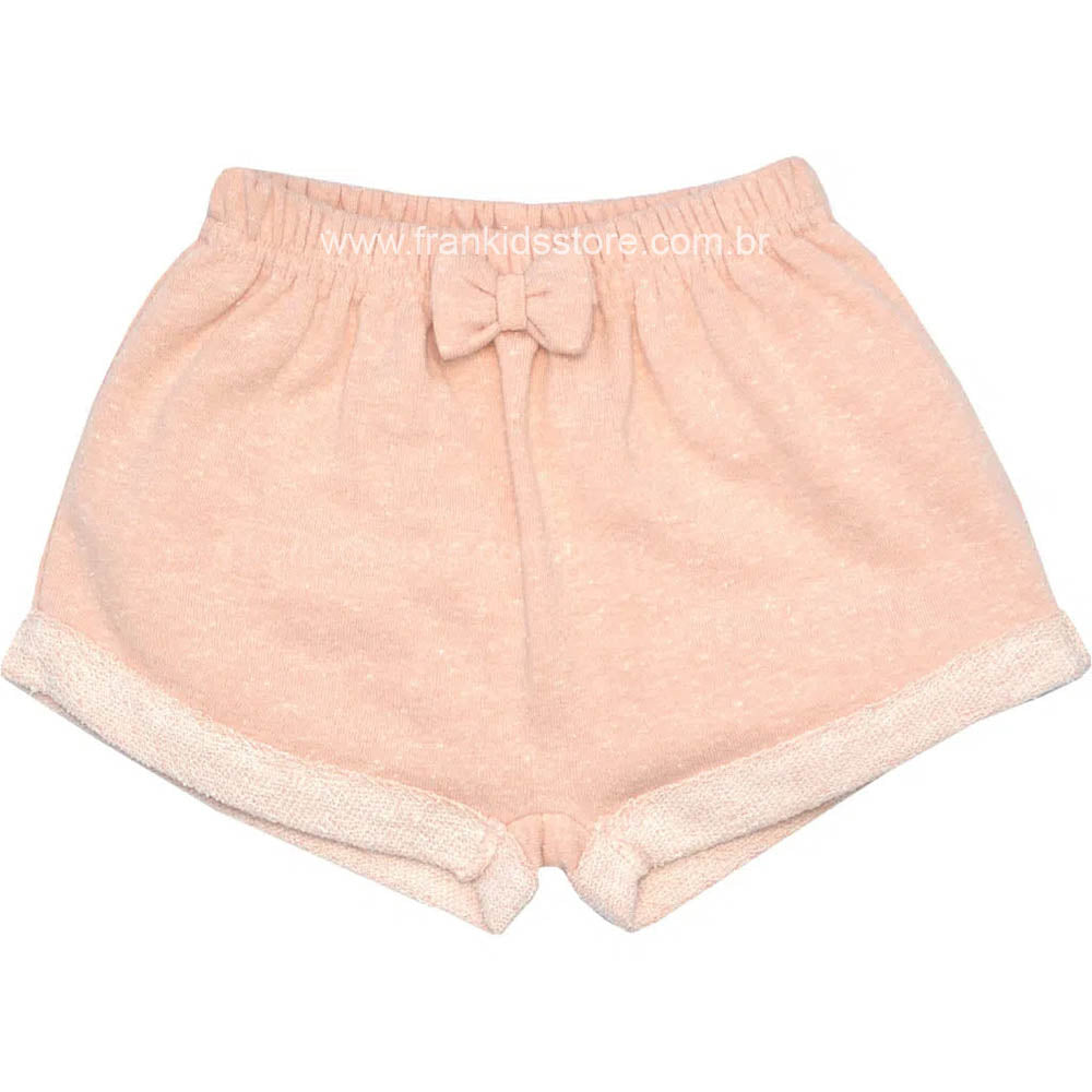 Short Menina Moletinho Laço Rosa - Tilly Baby