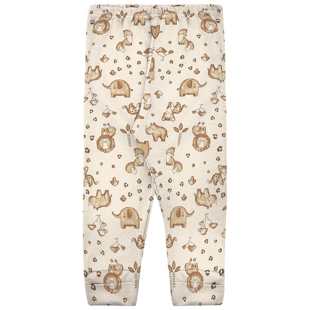 Calça Bebê C/ Vira Pé em Suedine Off Safári - Kiko Baby