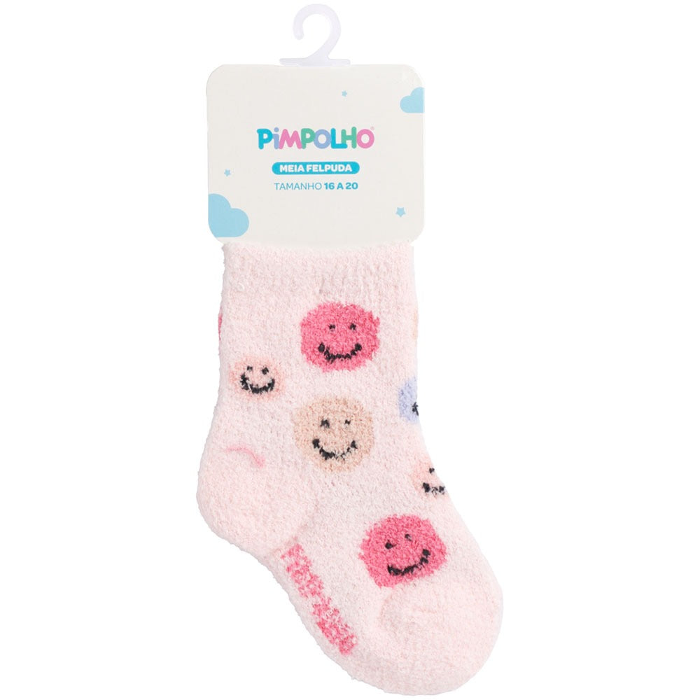 Meia Felpuda Bebê Menina 16-20 Emoticons - Pimpolho