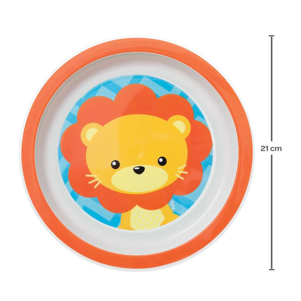 Prato Bebê Infantil Raso Animal Fun Leão - Buba