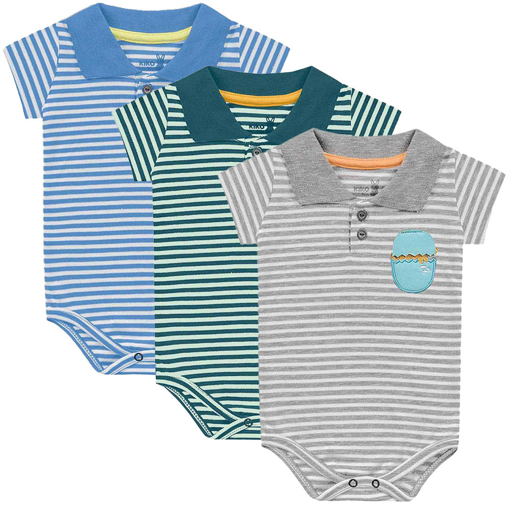 Body Polo em Suedine Com Aplique Bordado Dino - Kiko Baby
