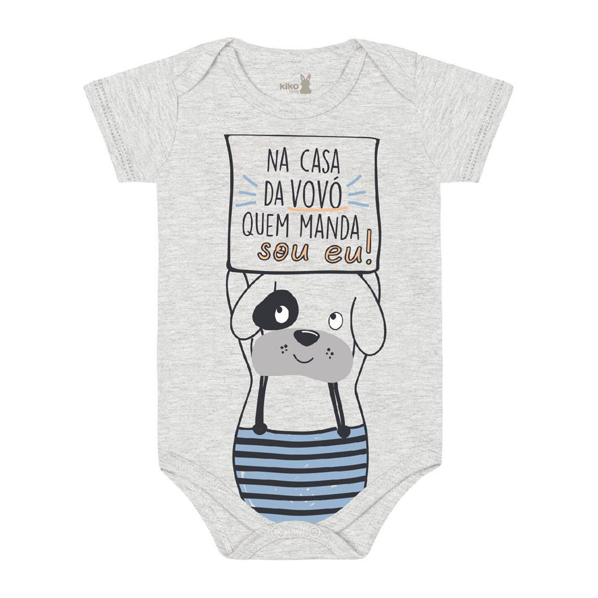 Body Manga Curta Bebê Menino Na Casa da Vovó - Kiko Baby