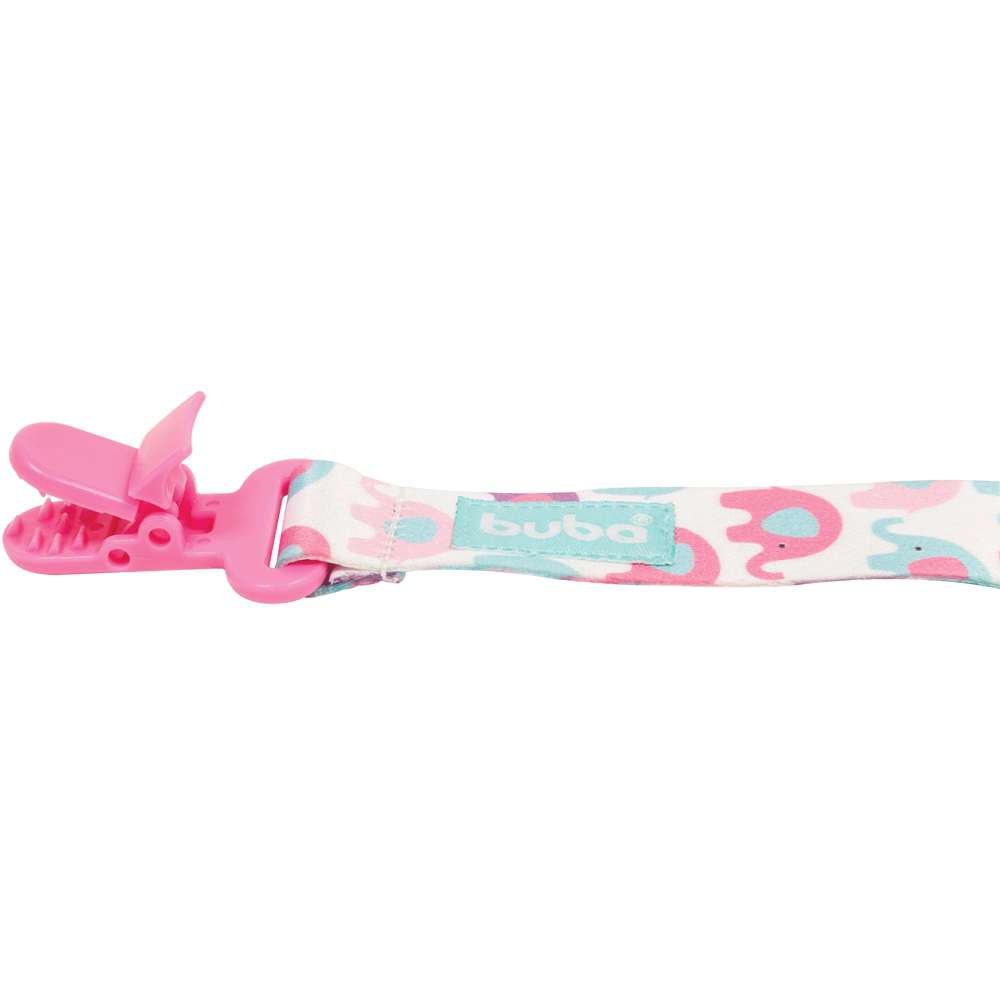 Prendedor de Chupeta Elefantinho Rosa - Buba