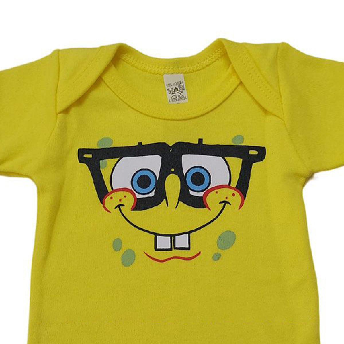 Body Manga Curta Bebê Unissex Bob Esponja