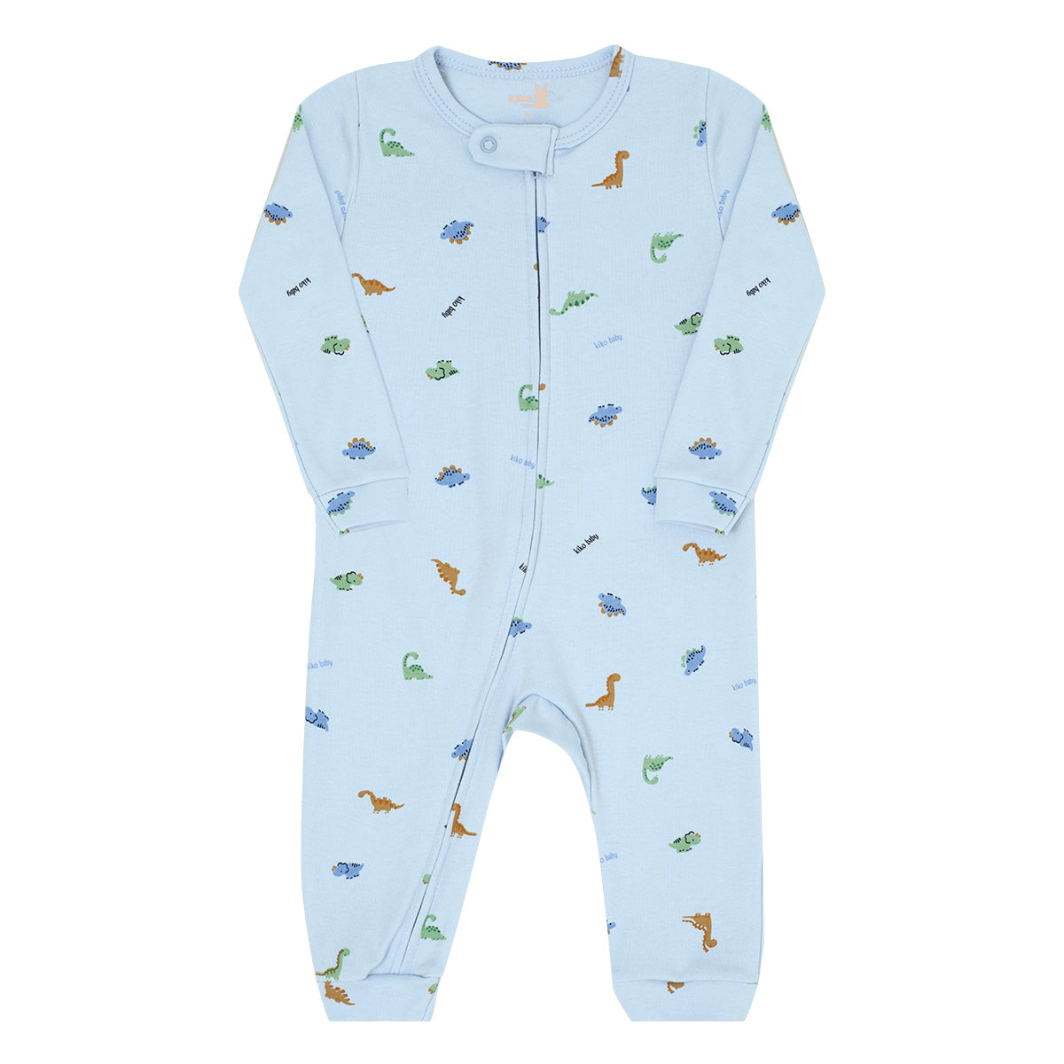 Macacão Bebê Menino em Suedine C/ Zíper Dinos - Kiko Baby